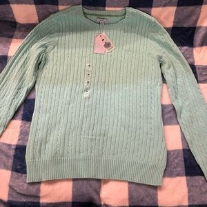 Izod Mint Green Cable Knit Sweater Women's Size Medium New with Tags